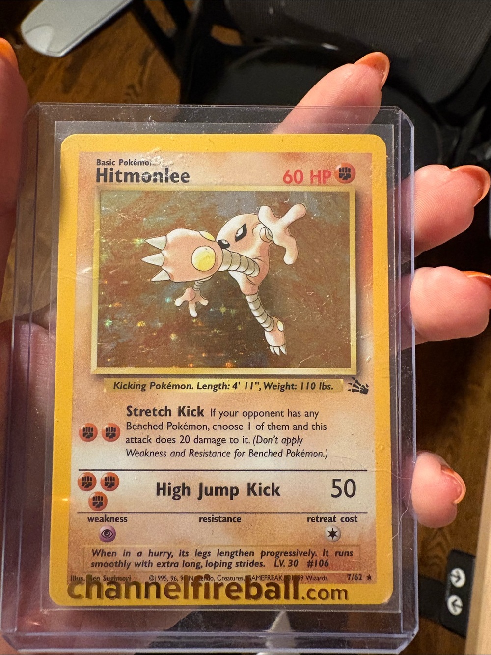 Pokémon Hitmonlee holographic card
